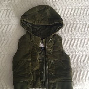 🍃🍂 Baby Gap Hooded Vest, Olive Green, size 2